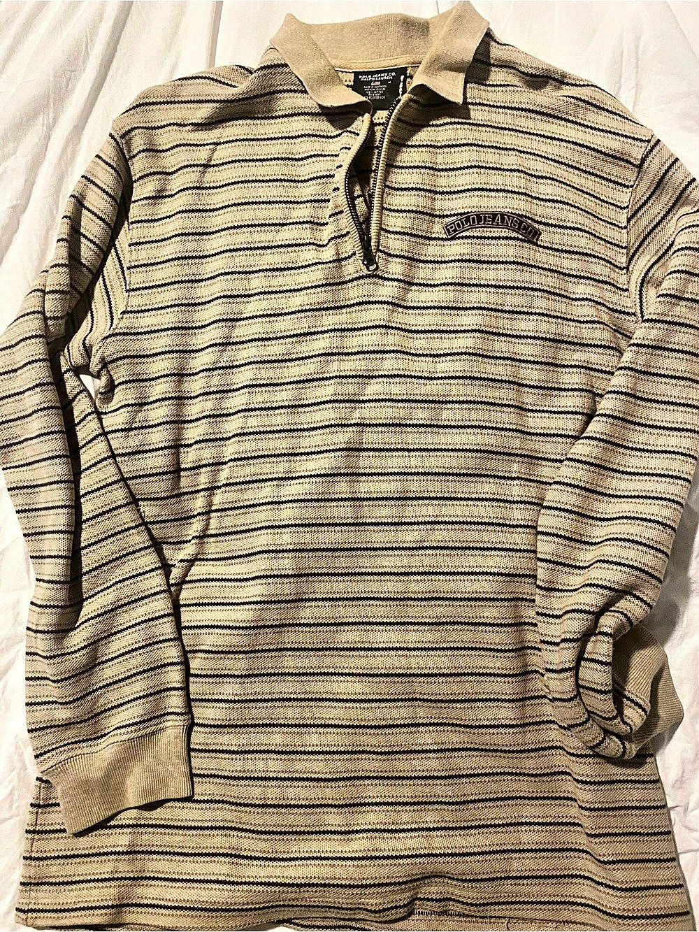 Polo Jeans Co. Ralph Lauren Striped Polo Shirt Brown & Black Medium